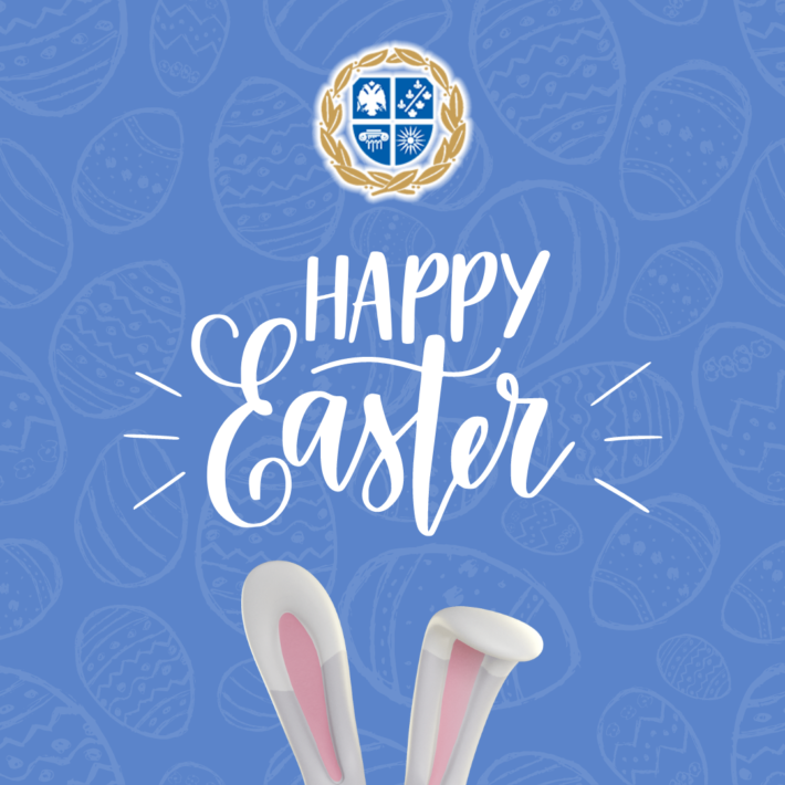 Blue and White Modern Happy Easter Instagram Post