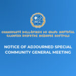 NOTICE OF ADJOURNED SPECIAL COMMUNITY GENERAL MEETING